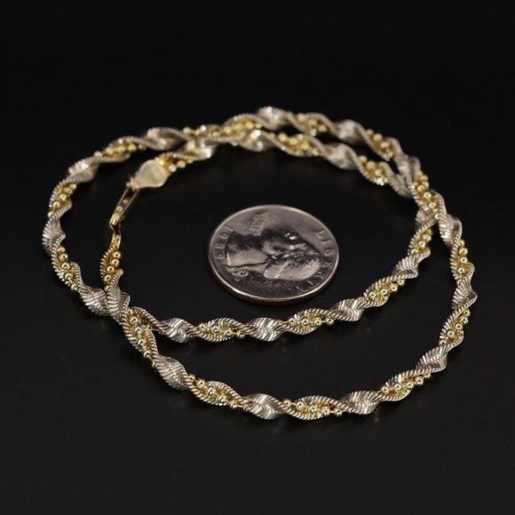 Sterling Silver Braided Ball & Herringbone Chain 16" Necklace - Picture 2 of 5